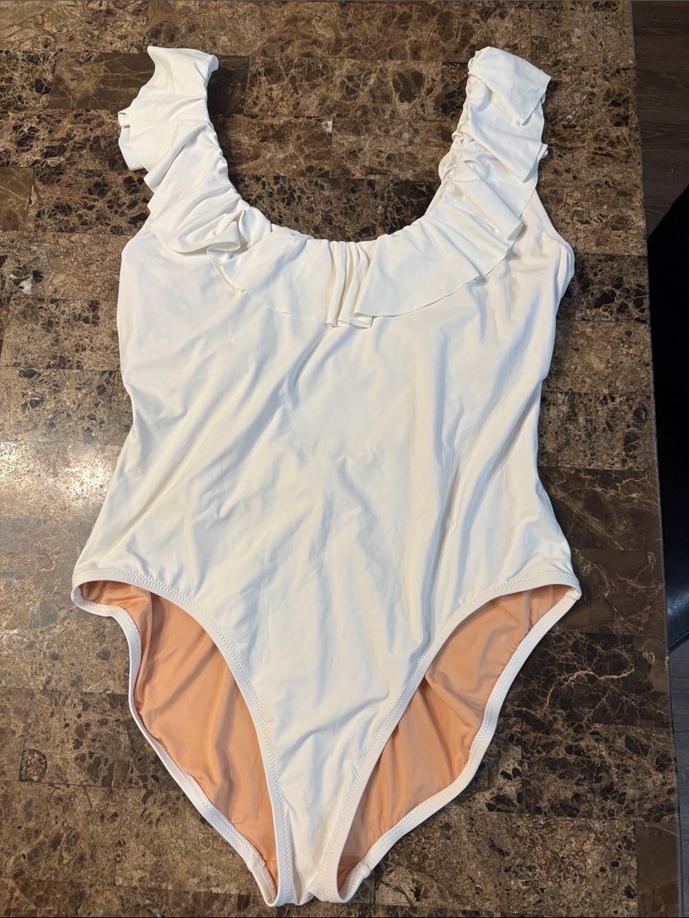 J. Crew White Ruffle Strap One-Piece Swimsuit